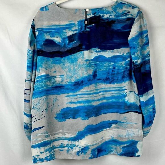 DKNY Women's Petite Round Neck Long Sleeve Allover Print Blouse PXL - Picture 2 of 11